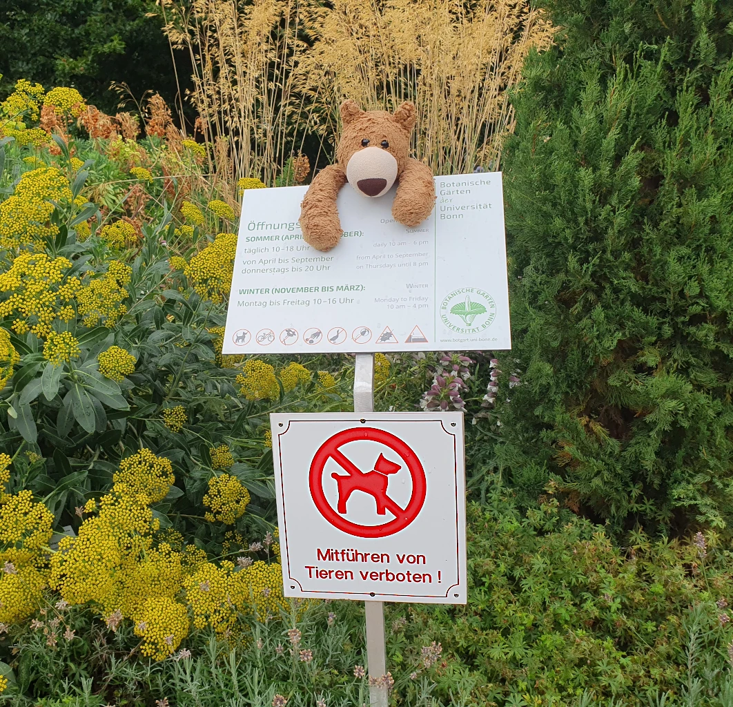 Beim Weggehen haben wir ein Schild gesehen.